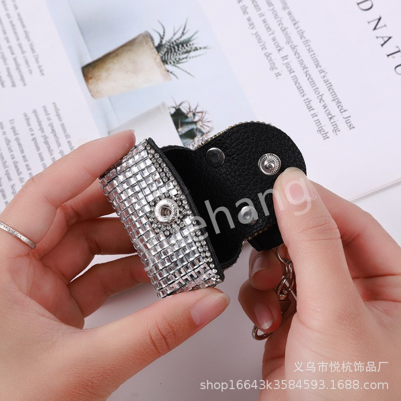 跨境电商时尚创意水钻玻璃皮革ins迷你包包钥匙扣腰链腰包 潮流包详情6