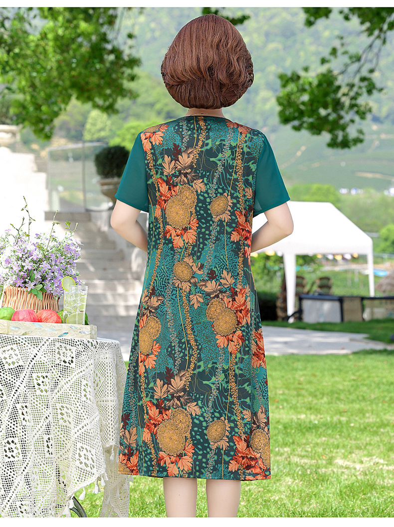 A stylish and elegant spring and autumn dress for middle-aged mothers, a long dress for women aged 40 to 50, a dress for middle-aged and elderly women pic 52