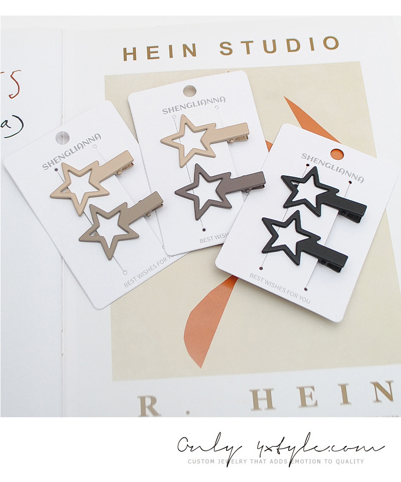 咖色系星星发夹女前额侧边刘海夹甜美少女发卡碎发夹鸭嘴夹子头饰详情11