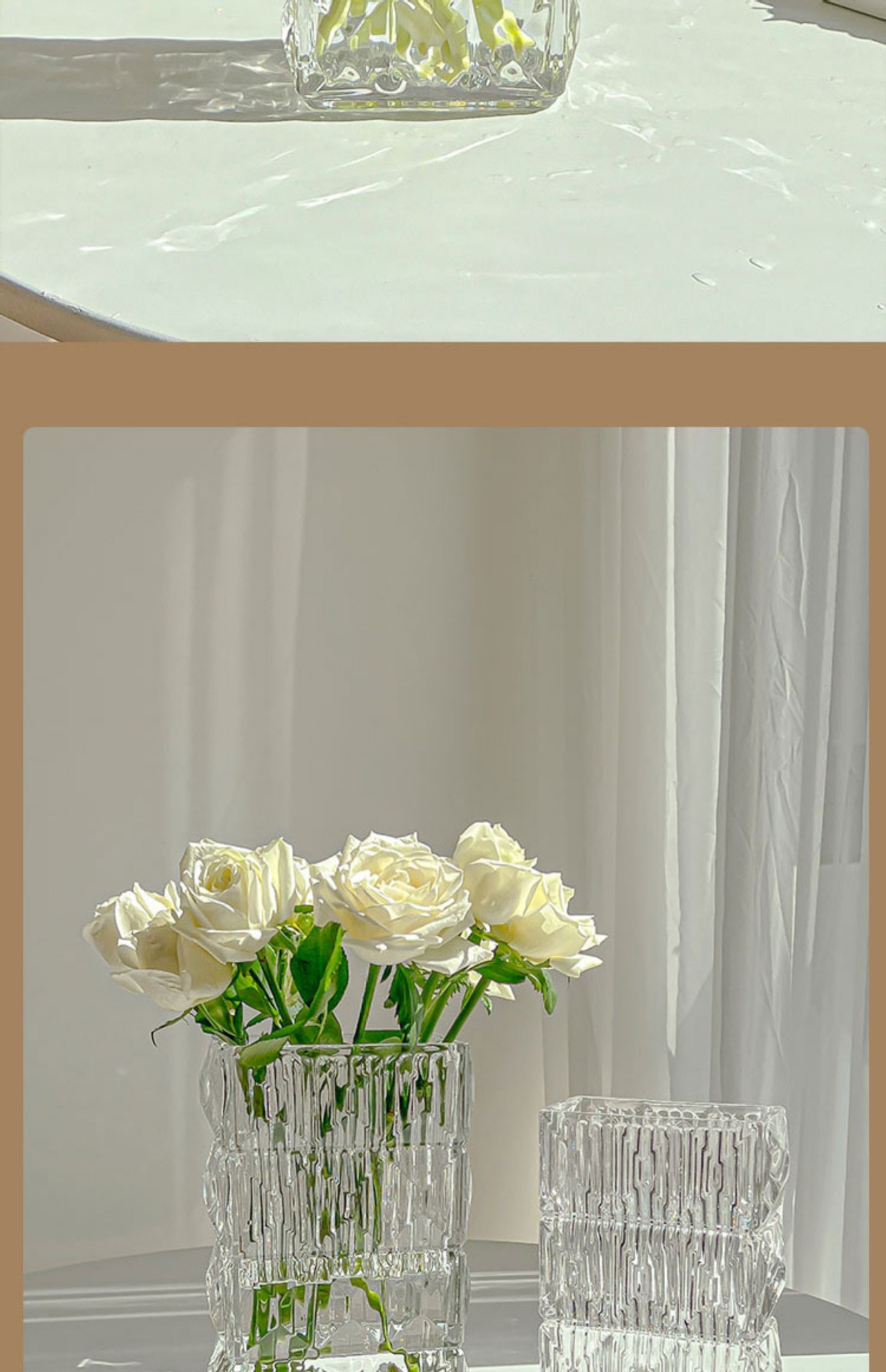 Vase ornaments, living room flower arrangements, high-end and light luxury, transparent glass, high-end hydroponic fresh flowers, roses, ins style pic 25