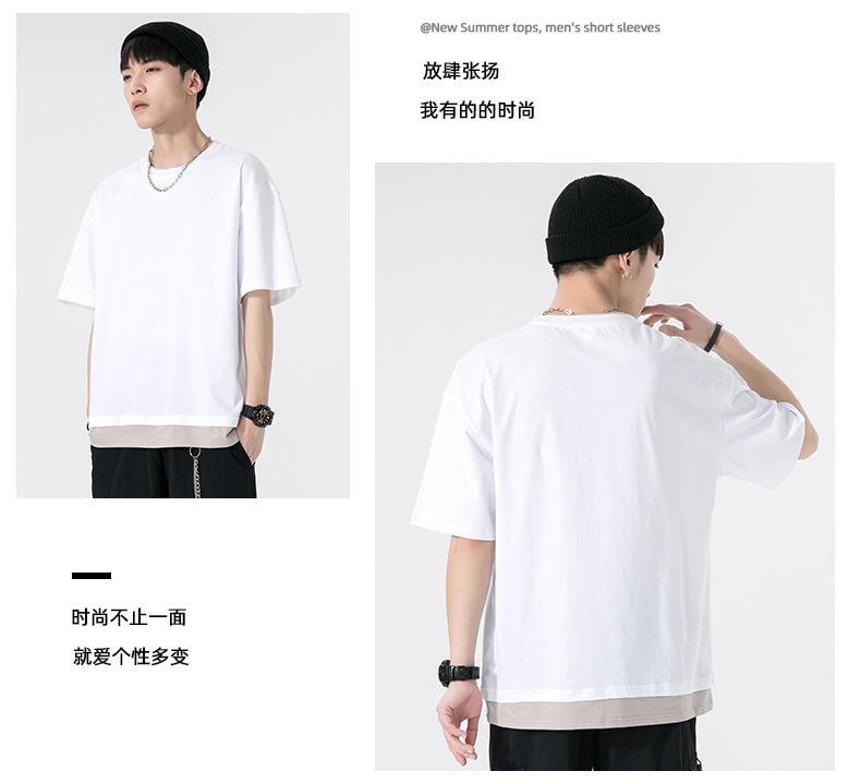 A new summer style American high street round-neck short-sleeved T-shirt for men with loose and simple printed half-sleeved top pic 7