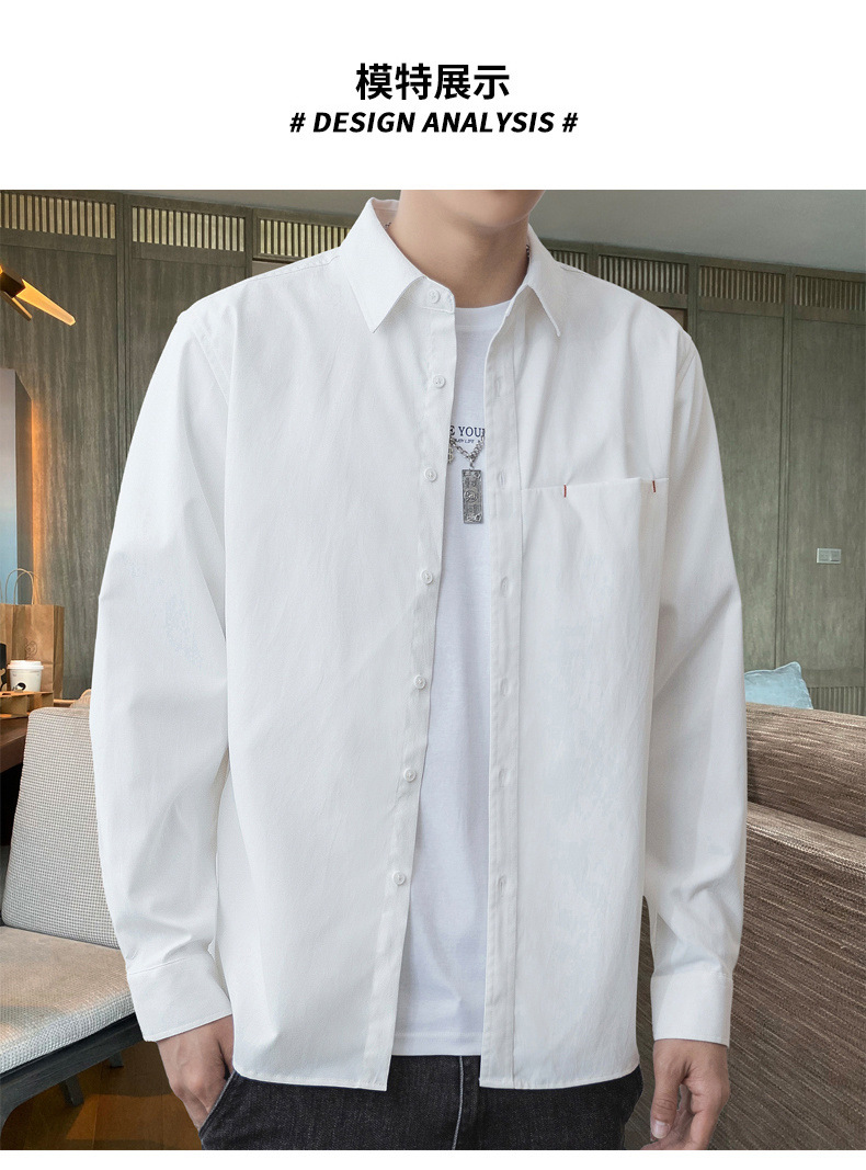 2024 primavera/otoño nuevo manga larga blusa blanca para hombres versión coreana blusa suelta abrigos moda masculina una generación de cabello pic 11