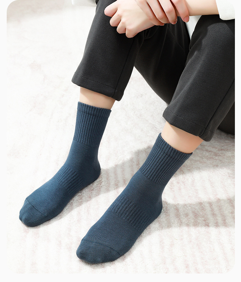 纯棉袜子男士四季中筒棉袜春夏秋冬抗菌吸汗透气纯色运动商务长袜详情27