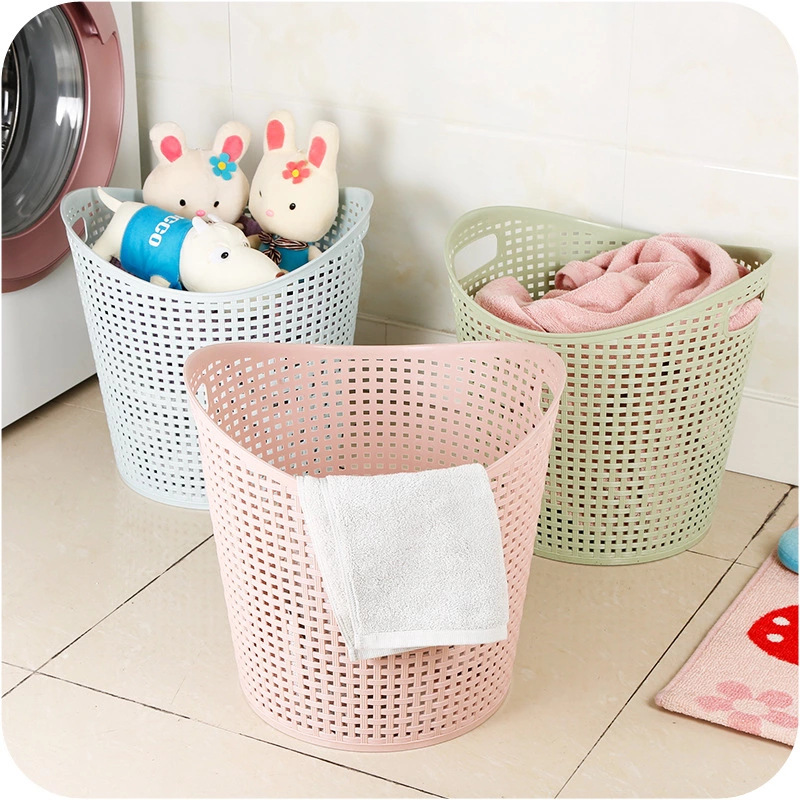 Large thickened rattan storage basket, multi-purpose plastic storage basket, living room toys, clothes, dirty clothes basket, home textile gift pic 2