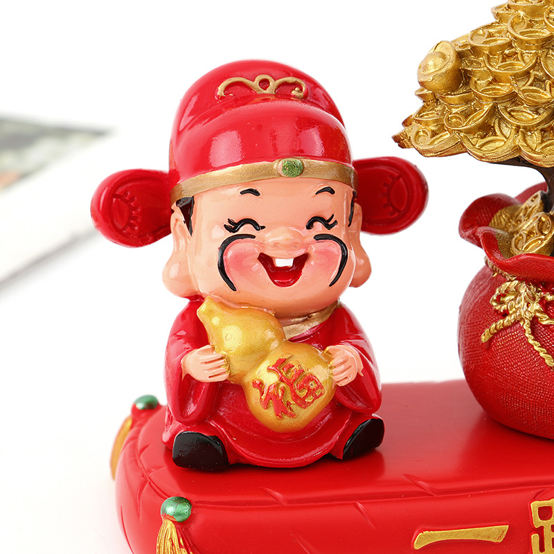 树脂工艺品发财树汽车摆件车载号码牌装饰摆件财神爷福财装饰品详情5