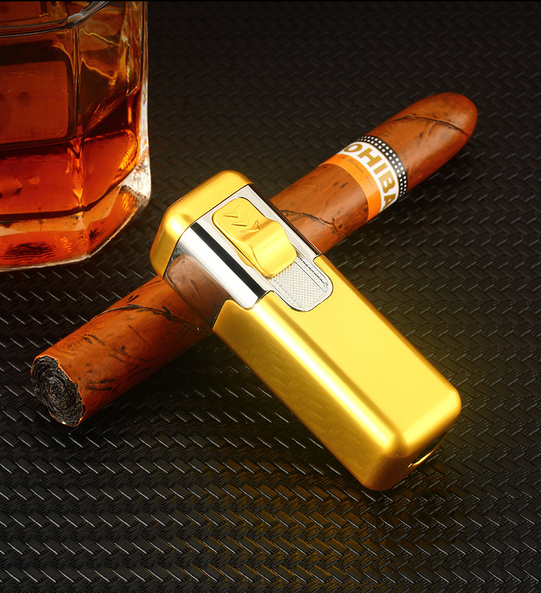 HL1005强力四火直冲蓝焰充气打火机男式金属雪茄防风气体打火机详情14