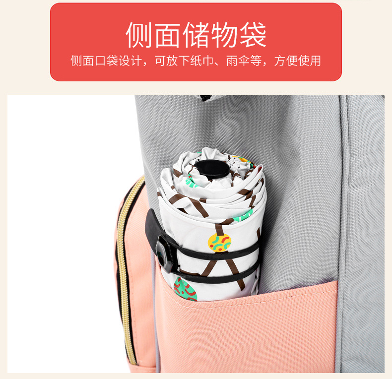 时尚印花条纹双肩妈咪包大容量多功能户外母婴包韩版尿布包背包详情10
