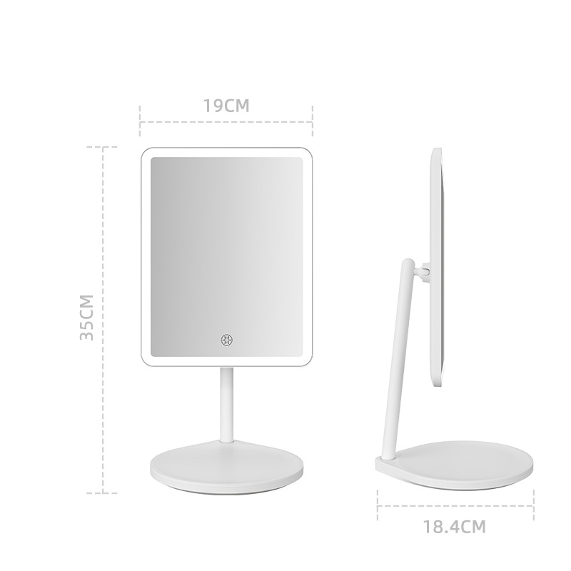 桌面化妆镜 LED灯台式美妆镜三色调节补光灯镜子智能充电创意灯镜详情11