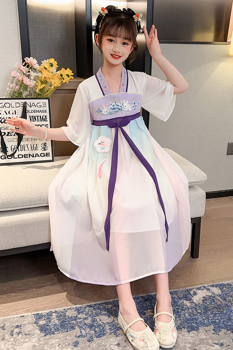 汉服女童春薄款中国风襦裙连衣裙古装超仙春季小女孩儿童唐装批发详情16