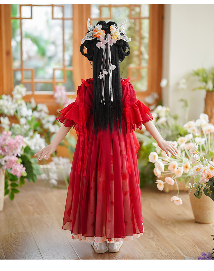 国潮女童汉服夏季新款儿童古装唐装中国风襦裙小女孩古风仙女连衣裙详情16