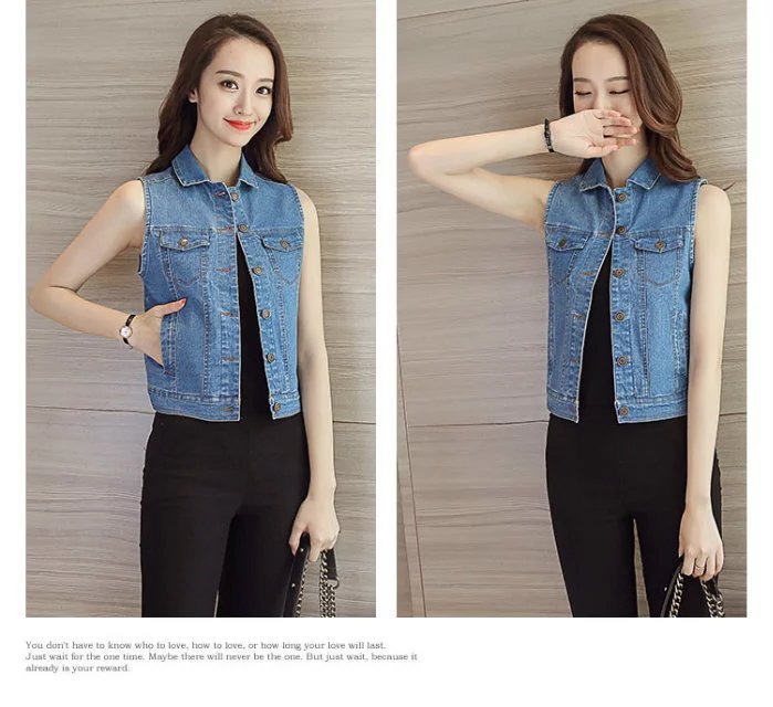 A new denim vest for women, a versatile and casual short school style denim jacket pic 10