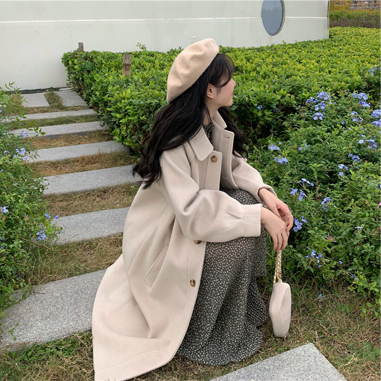 女大衣高级感2022秋冬款韩版学院风呢子风衣气质中长款毛呢外套女详情21