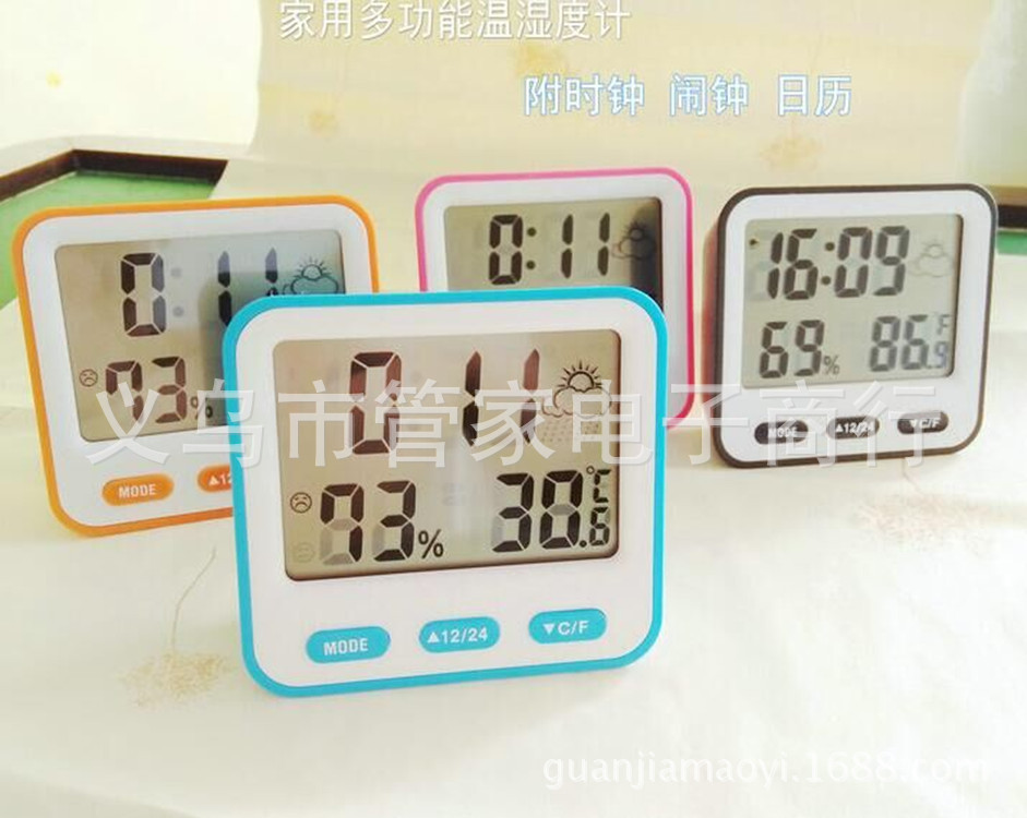 Large-screen electronic temperature and humidity meter, household indoor temperature meter, temperature and humidity meter, lunar alarm clock display pic 7