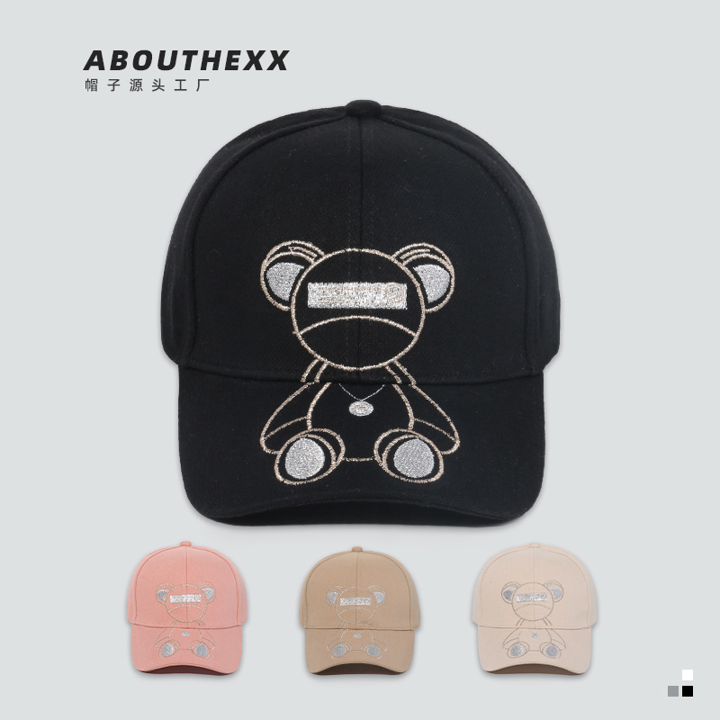 Dibujos animados bordado oso sombrero de béisbol sombreado sombrero de protección solar pareja a lo largo de la tendencia de la gorra de béisbol versátil sombrero de pato pic 14