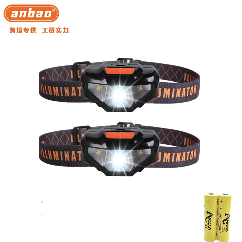 Export-exclusive LED strong bald head lamp, battery-powered head-mounted zoom sensor headlamp, outdoor adventure and camping flashlight pic 2