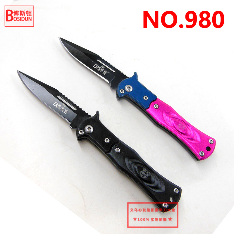 Boston outdoor folding knife, stainless steel fruit knife, portable folding camping knife, supermarket premium knife, military knife card pic 17
