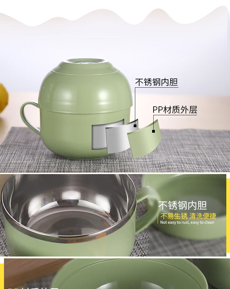 不锈钢快餐杯泡面杯带盖卡通日式泡面碗学生饭盒便当盒提锅详情8