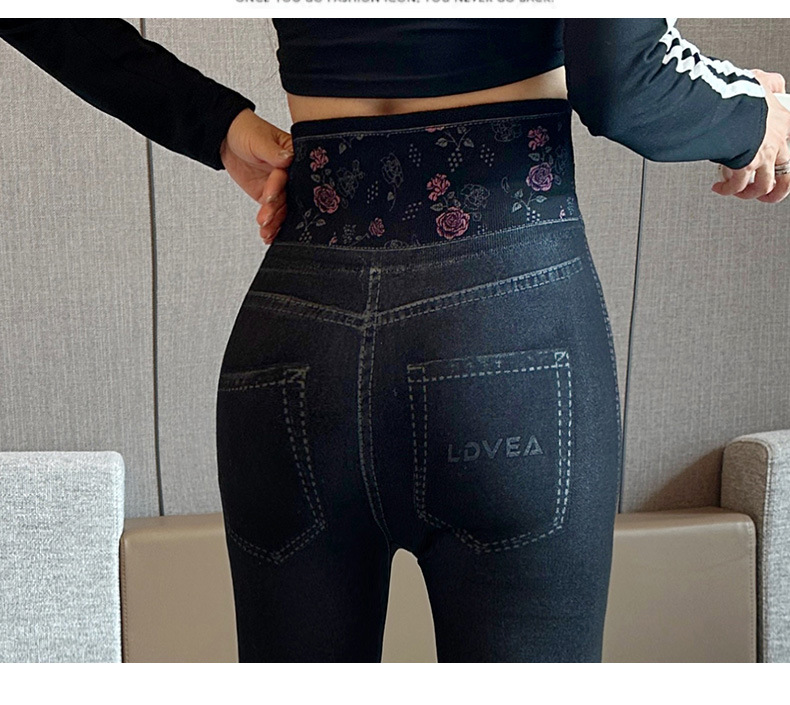 仿牛仔裤女韩版高腰弹力修身显瘦九分打底裤女时尚百搭高弹小脚裤详情24