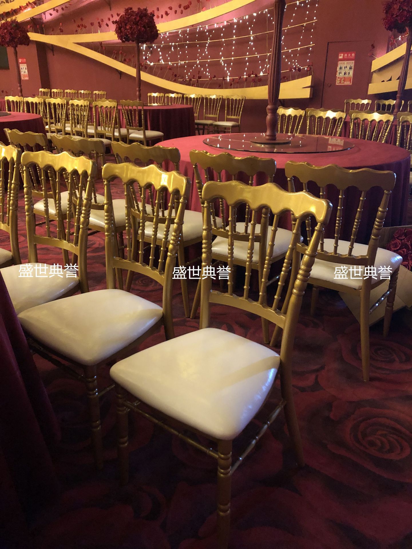 Ningbo star hotel banquet hall dining tables and chairs, banquet center catering furniture, theme wedding bamboo joint chairs, castle chairs pic 1
