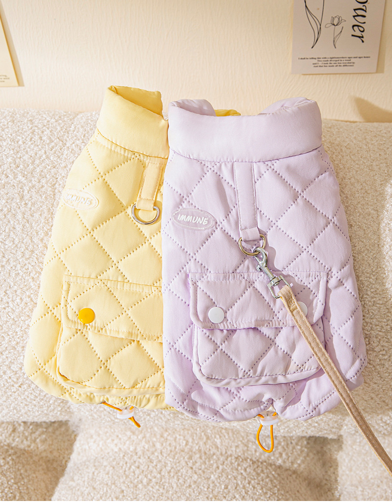 秋冬款小狗狗衣服加厚马甲泰迪比熊小型犬可牵引猫咪宠物保暖服装详情2