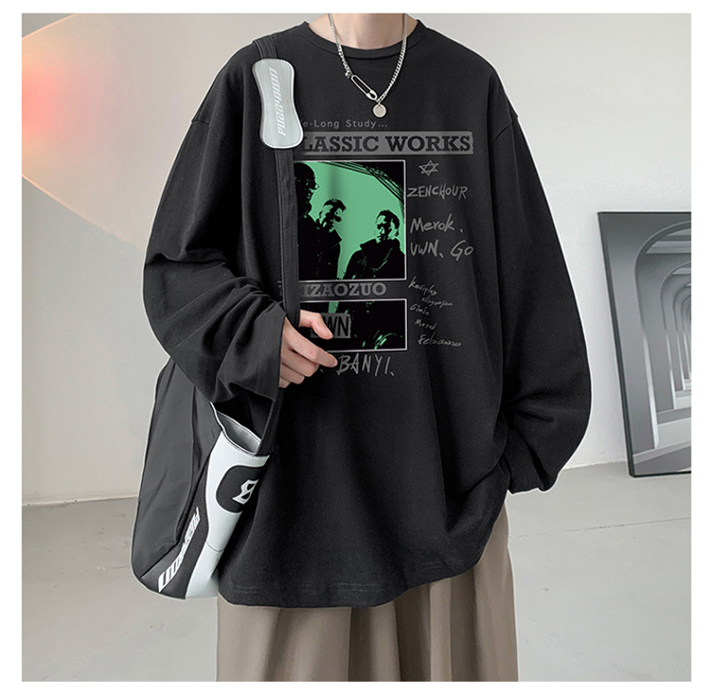 2023打底衫男士圆领套头时尚卫衣男生上衣韩版长袖T恤百搭简约男详情4