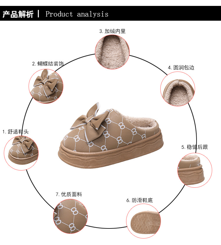 冬季棉拖鞋女士居家室内防滑厚底时尚ins加绒加厚棉拖鞋一件代发详情9