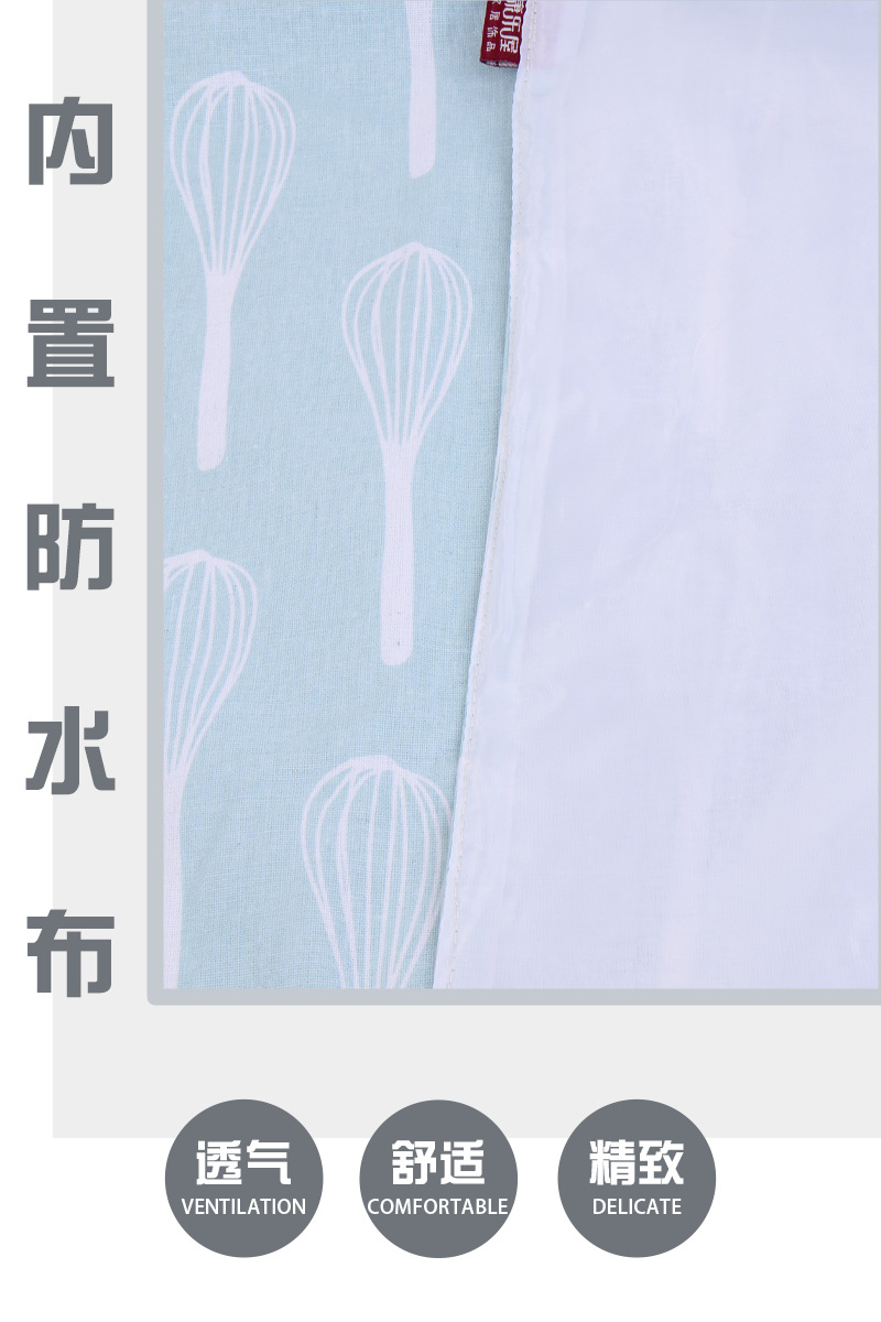 现代双层防水布艺围裙 康乐屋高端全棉家用厨房无袖防油围裙批发详情7