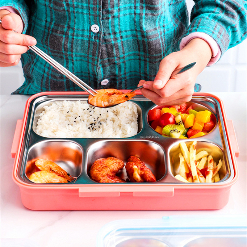 Stainless steel insulated lunch box, student sealed preservation box, lunch bucket, bento box, gift carrying lunch box, double-layer lunch box pic 9