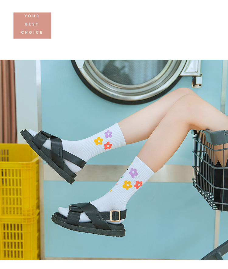 ins trendy and creative smiling cotton socks, a niche design for women with a school style cartoon print, mid-calf socks, sweat-absorbing and breathable socks pic 9