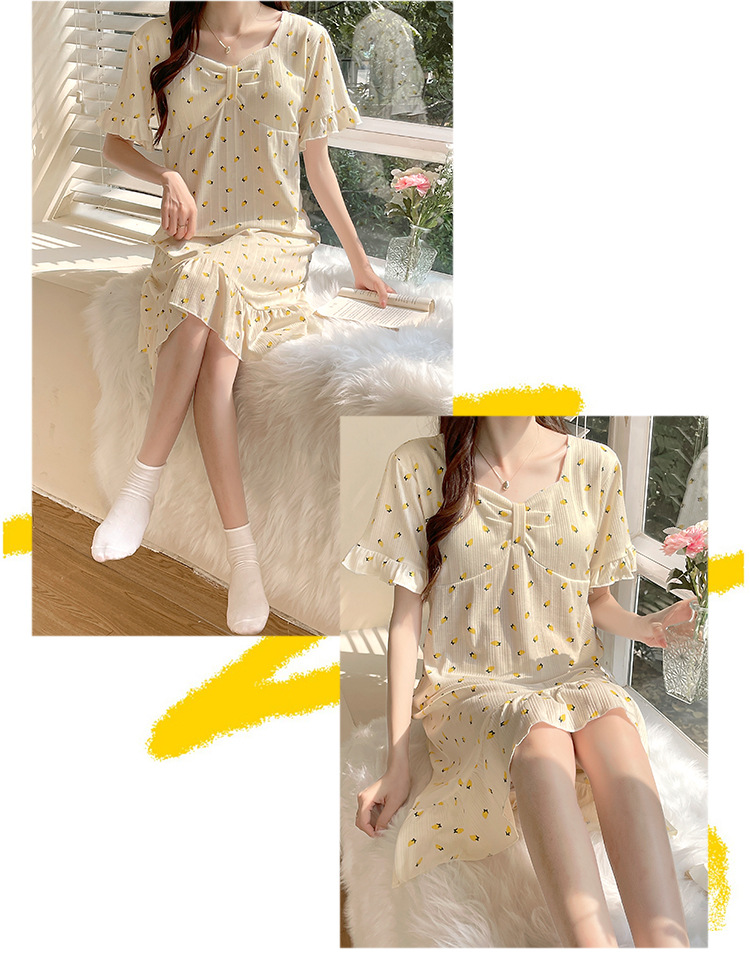 带胸垫睡裙女夏季短袖小清新连衣裙加大加肥大码300斤胖mm家居服详情24