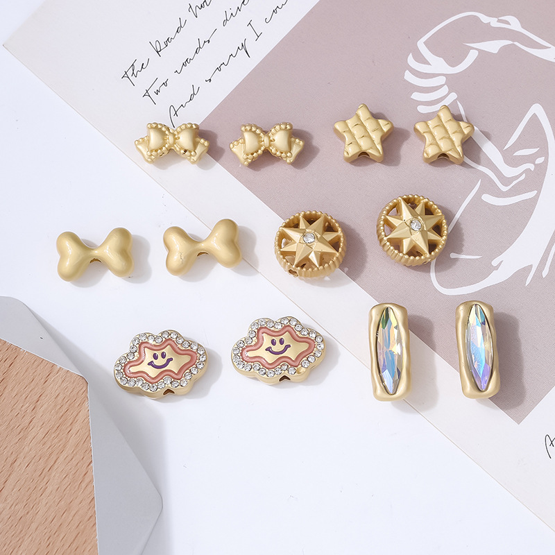 New matte gold bow accessories, DIY necklaces, bracelets and earrings, popular domestic trend foreign trade accessories pic 1