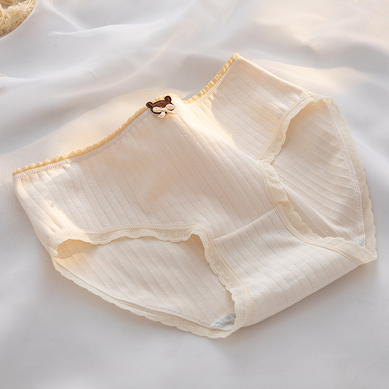 新款内裤女纯棉中腰日系肤色小熊少女包臀纯棉内裆女士三角裤详情24