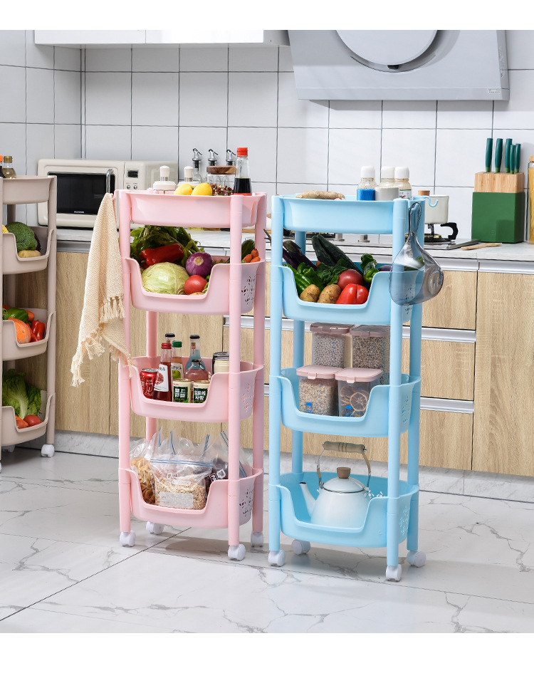 W15-2338 Kitchen plastic vegetable and fruit sorting rack with three or four layers including vegetable boxes, bathroom towel changing and washing storage rack pic 17