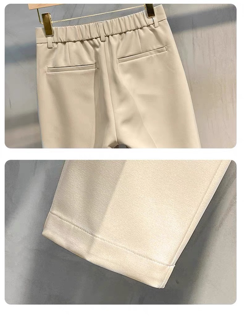 潮牌秋季垂感纯色锥形九分西裤男士英伦免烫西装裤修身小脚休闲裤详情11