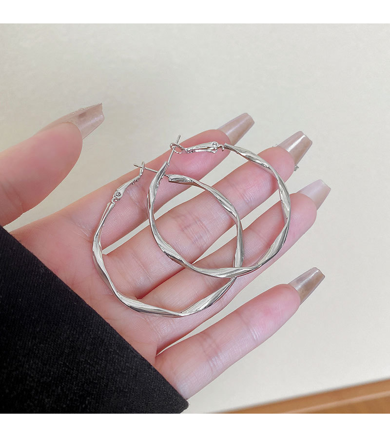 925银针圆脸显瘦大圆圈耳环女高级感轻奢气质不规则耳圈耳饰批发详情17