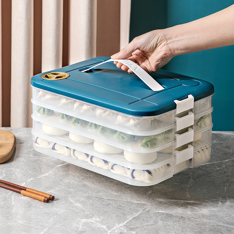 Portable kitchen dumpling plate storage box with timer and large capacity pic 6