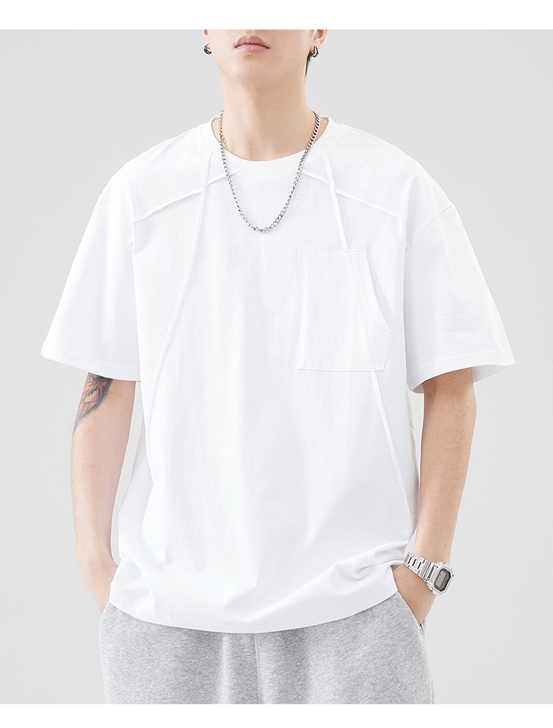 夏季体恤男女青年款百搭舒适休闲透气纯色短袖圆领宽松t恤套装详情13