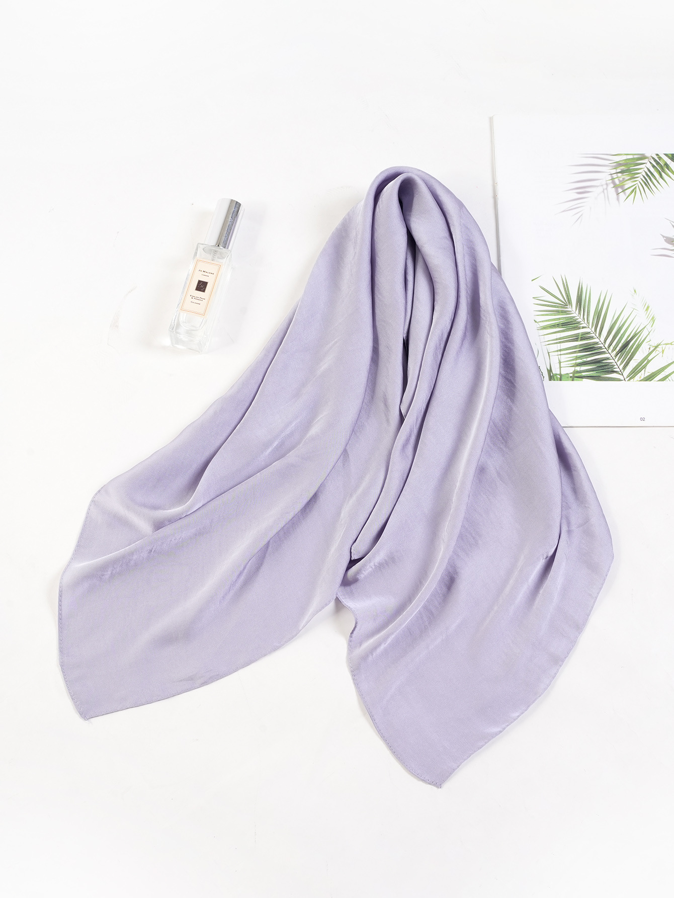 Cross-border exclusive new high-end nude-colored faux silk small square scarf, a versatile professional neckerchief for women in solid colors pic 19