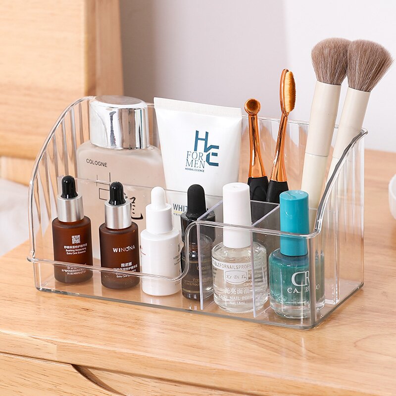 Light luxury multi-cell division desktop cosmetics storage box acrylic rectangular finishing box dresser skin care products pic 25