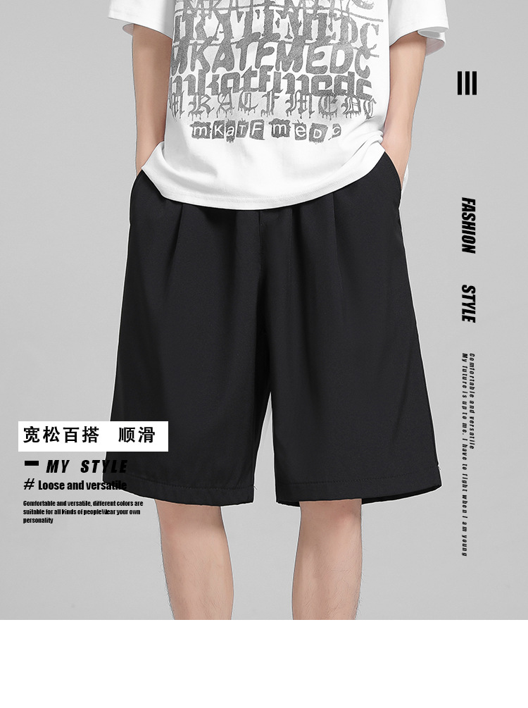 Ice silk shorts for men, summer thin basketball sports, quick-drying beach mid-length pants, loose workwear, casual 5-inch pants pic 29