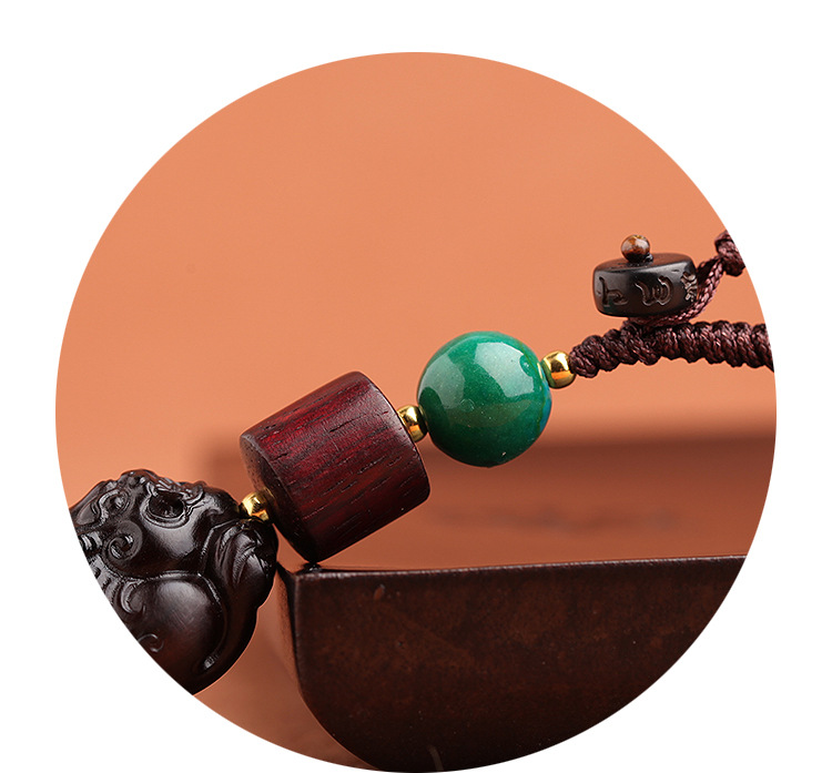 Creative car keychain carved pendant, light-struck jujube wood PI Xiu handcrafted lucky keychain peace pendant pic 16