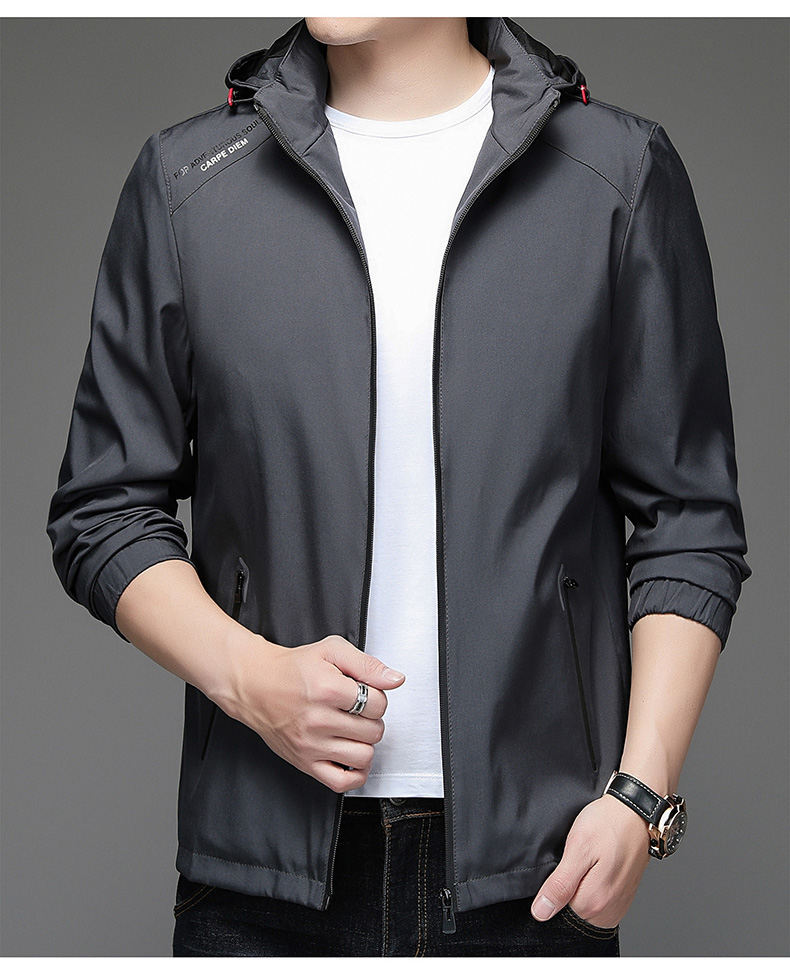 户外宽松百搭男装连帽春秋风衣外套长款大衣领域秋冲锋衣新精品详情12