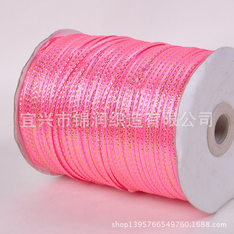 Textile tape 1 inch (0.3cm) gold edge satin ribbon multi-color manufacturer supplies woven tape gold edge satin ribbon 880 yards per tube pic 8