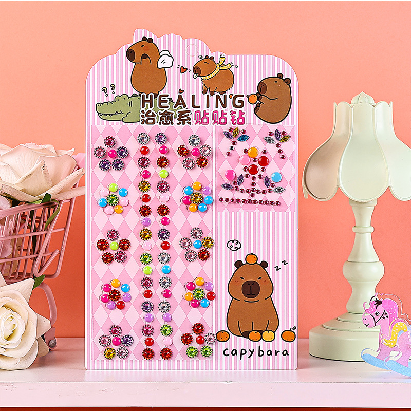 新款卡皮巴拉系列装饰贴 治愈系贴贴钻亚克力手机保温杯贴纸详情5
