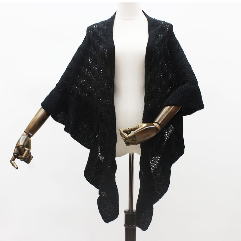 复古国风披肩女三角针织办公室空调房小外套外搭荷叶边开衫详情4