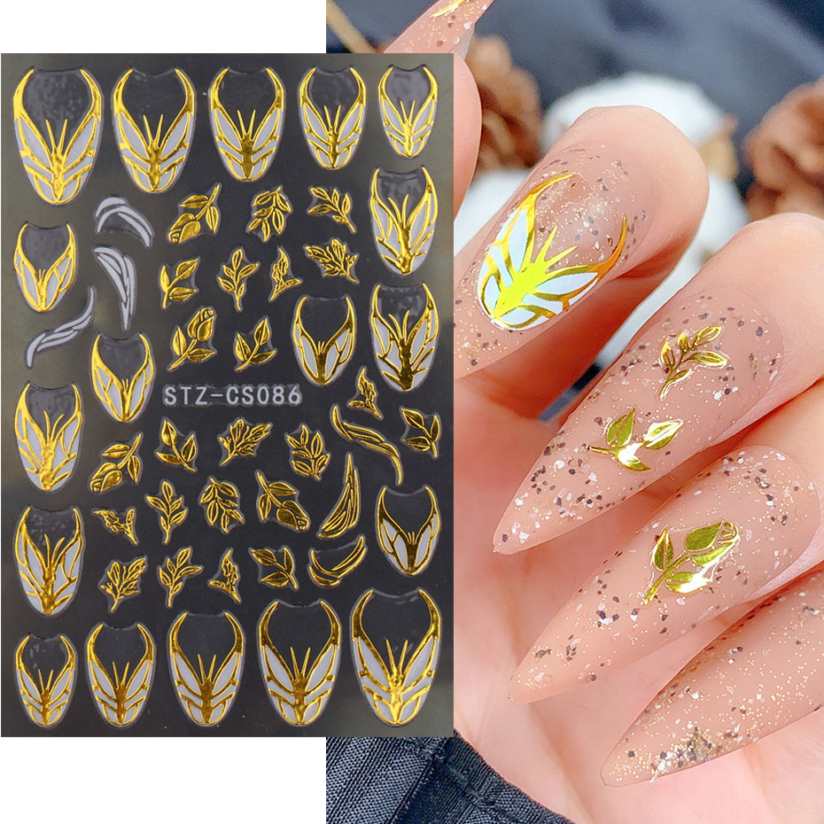Cross-border new nail stickers ins Leaf Rose Heart Line Platinum Flame self-adhesive nail stickers shanilak pic 1