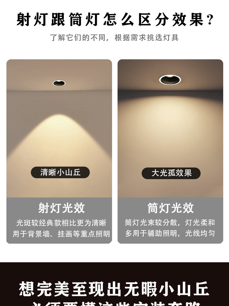 万仕通射灯小山丘全光谱led嵌入式客厅聚光洗墙灯防眩家用cob筒灯详情11