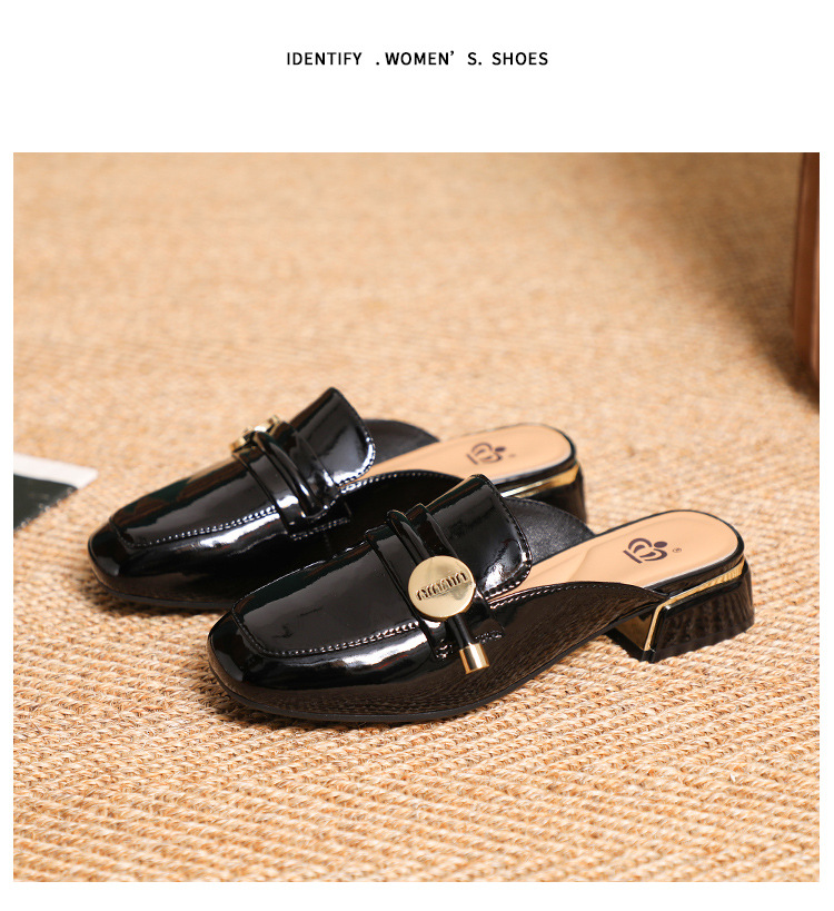 夏季真皮懒人拖高级感包头外穿半拖2024法式凉鞋中跟包头女鞋批发详情11