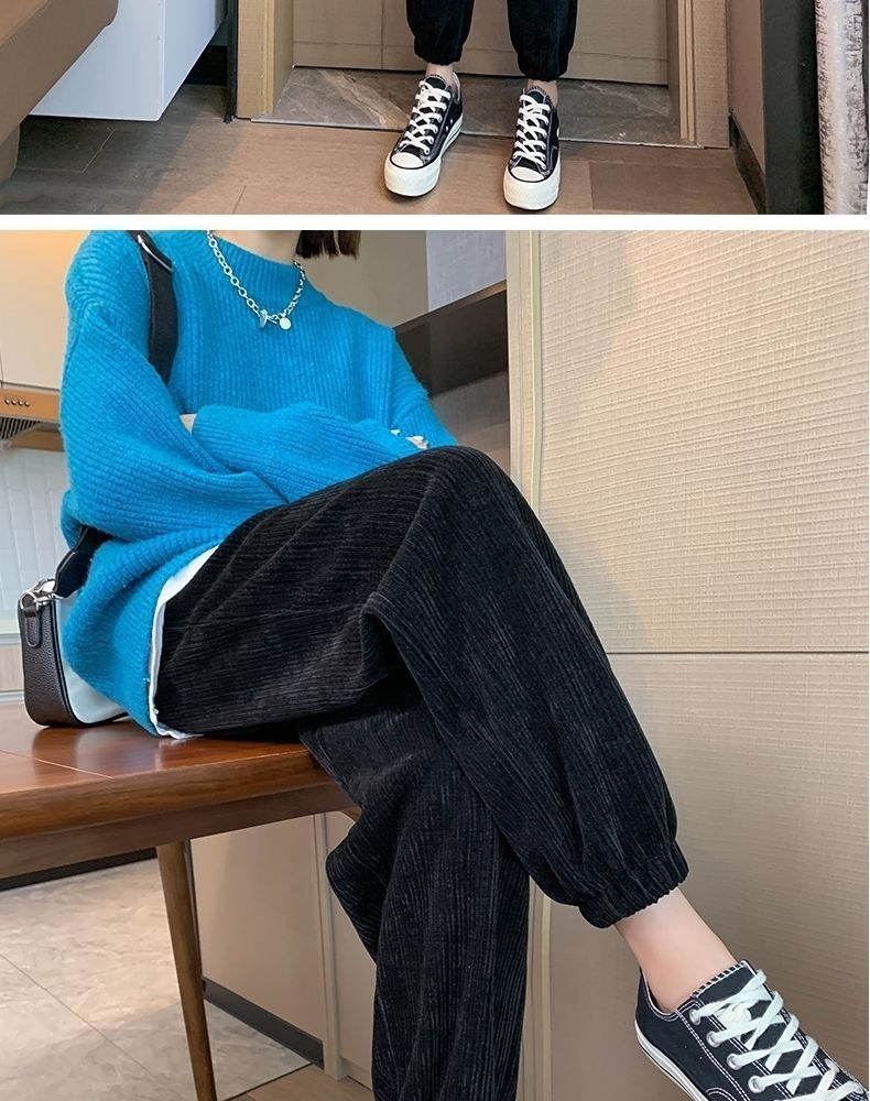 Chenille pantalones de pierna ancha mujer otoño invierno caída sentido nuevo 2022 pantalones de pana mujer slim pierna gruesa mop pants pic 14