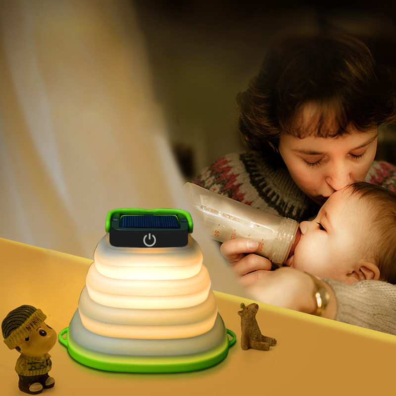Outdoor portable USB charging foldable LED camping lamp, solar camping lamp, retractable hanging silicone tent lamp pic 20